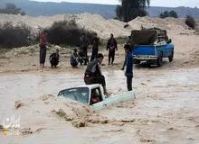بسته‌شدن جاده بوشهر-دیر به‌علت طغیان رودخانه
