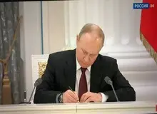 فیلم  امضای استقلال دونتسک و لوهانسک توسط پوتین