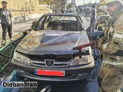 آتش‌سوزی یک خودرو در میدان آزادی+عکس