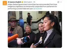 بررسی تعلیق عضویت ۳ نماینده بومی مجلس نیوزیلند