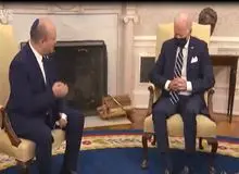 چُرت زدن «بایدن» در دیدار با نفتالی بنت!/ FILM