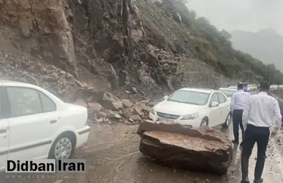 سقوط سنگ در محور هراز یک فوتی برجای گذاشت