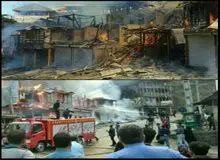 آتش سوزی گسترده در امام زاده ابراهیم شفت در استان گیلان/ آغاز آتش سوزی از محل اقامت مسافران نوروزی/ اطفاء حریق تنها با یک ماشین آتش سوزی ادامه دارد+ تصاویر