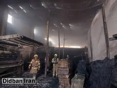 آتش‌سوزی در کارگاه و انبار پارچه در جاده ورامین/ مصدومیت یک کارگر