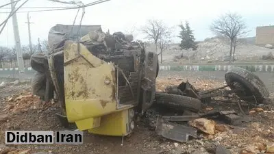 به دلیل ترمز بریدگی؛ ۵ خودروی سواری در لاهرود زیر چرخهای کامیون رفتند+تصاویر