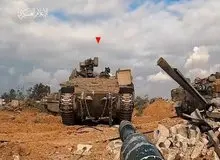 هدف قرار گرفتن یک تانک رژیم صهیونیستی در شرق خان یونس