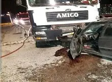 در تصادف شدید پژو پارس با بونکرسیمان در ملایر، ۳ نفر در دم جان باختند