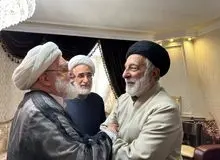 تسلیت حضوری مهدی کروبی به دبیرکل حزب جمهوریت + عکس