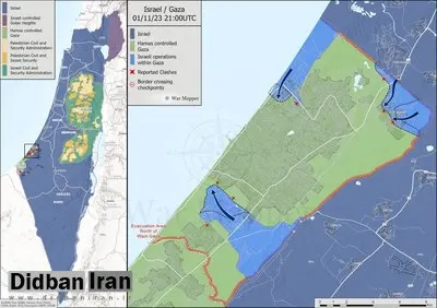 نقشه پیشروی اسرائیل در غزه 