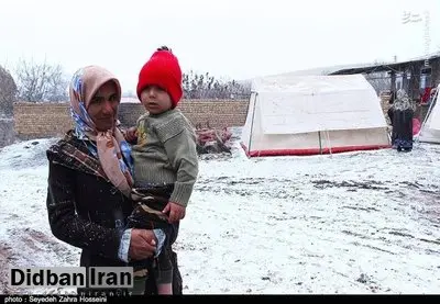 گزارشی تصویری از بارش برف، زندگی در مناطق زلزله‌زده «میانه» 