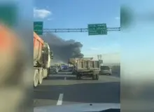 آتش‌سوزی انبار بزرگ پلاستیک در جاده خاوران +ویدیو