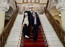 حضور ناطق نوری و حداد عادل در مراسم تشییع پیکر رئیسی و همراهانش + عکس