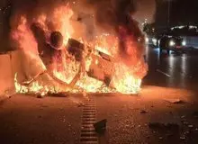 تصادف و حریق مرگبار یک خودرو در این بزرگراه تهران