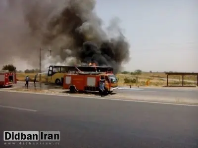 آتش گرفتن اتوبوس درون‌شهری در اتوبان آزادگان