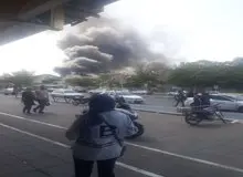  آتش سوزی شدید در محوطه بیمارستان قائم مشهد+فیلم 