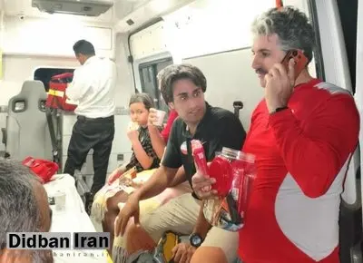 نجات خانواده ۳ نفره گرفتار در رودخانه «پراشکفت» بویراحمد توسط نجاتگران هلالاحمر