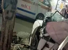 برخورد مرگبار خودرو زانتیا با تیر چراغ برق!