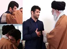 دیدار علیرضا کریمی کشتی‌گیر سرافراز با رهبر معظم انقلاب
