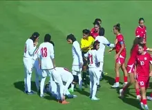 درگیری فیزیکی شدید بازیکنان دوتیم زنان ایران و لبنان+فیلم 