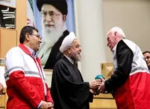 دیدار صمیمی و قدردانی دکتر روحانی از خدمات و زحمات تلاشگران هلال احمر
