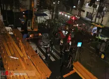 له شدن چند خودرو زیر تریلی حمل تیرآهن در خیابان دولت+ عکس