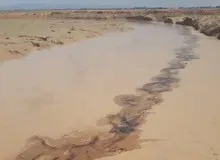لکه های نفتی 15 کیلومتری در رودخانه های فصلی گناوه (+عکس)