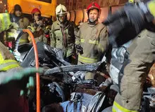 تصادف زنجیره‌ای ۱۰ خودرو در بزرگراه یاسینی تهران