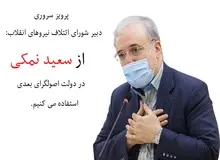 مزد آن گرفت که جانِ بردار «فقط حَرف» زد/ پرویز سروری: از دکتر نمکی در دولت اصولگرای بعدی استفاده می کنیم!