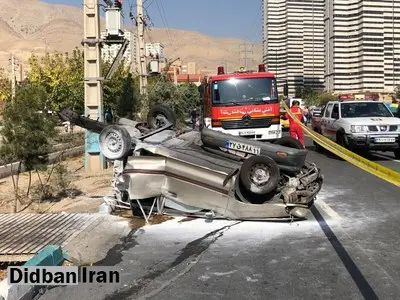 تصادف کامیون با ۱۴ خودرو در تهران + عکس