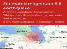 زلزله ۵/۵ ریشتری باکو و استان های اردبیل و آذربایجان شرقی را لرزاند