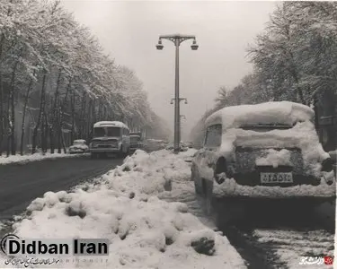 خیابان ولیعصر در یک روز برفیِ سال ۱۳۴۰+ عکس