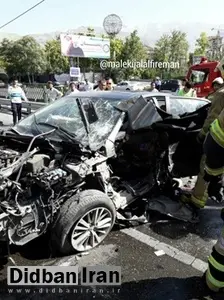 تصادف شدید تویوتا با گاردیل در اتوبان چمران+ تصاویر 