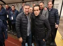 خوش و بش علی کریمی و علی دایی پیش از دیدار سپیدرود - سایپا+ عکس
