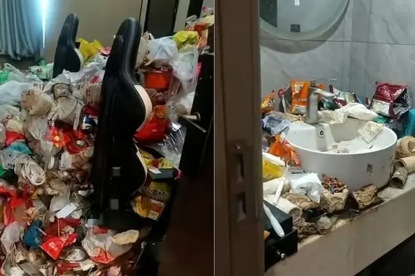 گیمر چینی اتاق هتلی را به ویرانه‌ای از زباله تبدیل کرد/ عکس