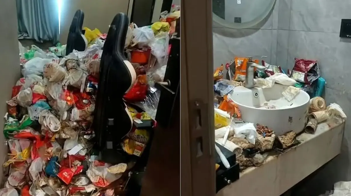 گیمر چینی اتاق هتلی را به ویرانه‌ای از زباله تبدیل کرد/ عکس
