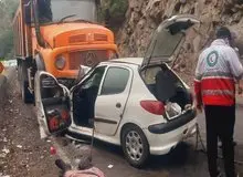 تصادف مرگبار پژو ۲۰۶ با کامیون در محور چالوس