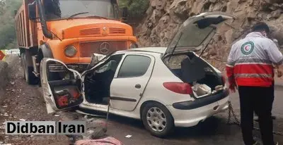 تصادف مرگبار پژو ۲۰۶ با کامیون در محور چالوس