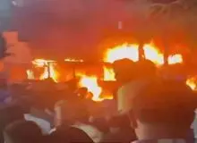 اتوبوس درون شهری در تربت جام به دلیل نقص فنی طعمه حریق شد+فیلم 