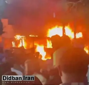 اتوبوس درون شهری در تربت جام به دلیل نقص فنی طعمه حریق شد+فیلم