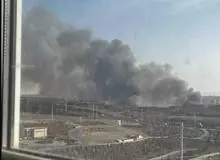 آتش‌سوزی در نیزار‌های رودشور پرند + فیلم