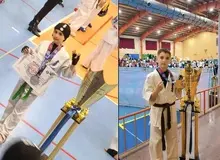 قهرمانی خواهر و برادر دوقلو در مسابقات کاراته