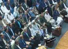 حضور مولوی عبدالحمید در جلسه معارفه استاندار با حضور وزیر کشور