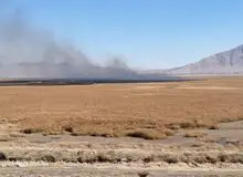 آتش‌سوزی در تالاب گندمان چهارمحال و بختیاری 