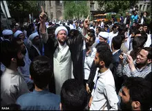 تجمع حوزویان تهران با شعار " گشت­ ارشاد بهانه است، اصل­ حجاب ­نشانه است"