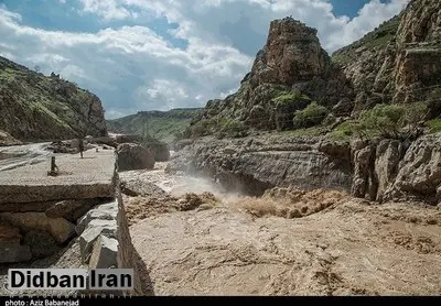  بخشی از دیوار ساحلی شهر پلدختر در لرستان فروریخت