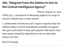 انتشار اسناد دخالت آمریکا در کودتای ۲۸ مرداد

