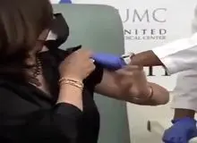 فیلم/ دروغگویی کاملا هریس مقابل دوربین های تلویزیون / هریس واکسن جعلی زد