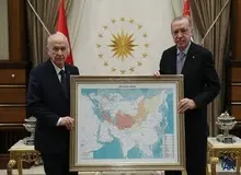 جنجال سازی دوباره اردوغان/ بخش هایی از ایران در نقشه «جهان ترک»+عکس 