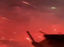 فیلم| آتش بازی وحشتناک هواداران اتلتیکومادرید هنگام ورود بازیکنان تیم به زمین 