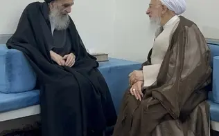 عکس| دیدار آیت‌الله جوادی آملی با آیت‌الله سیستانی در نجف